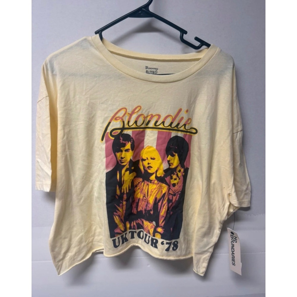 No Boundaries Blondie UK Tour 78 Parallel Lines Graphic Crop Top Yellow Large